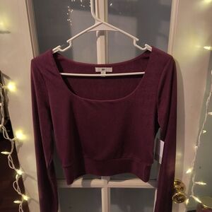 BP Purple Long Sleeve Crop Top